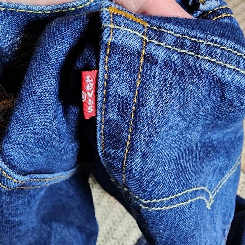 Levis 505 Mens Jeans 42x30 Regular Fit Straight Dark Wash Denim Classic